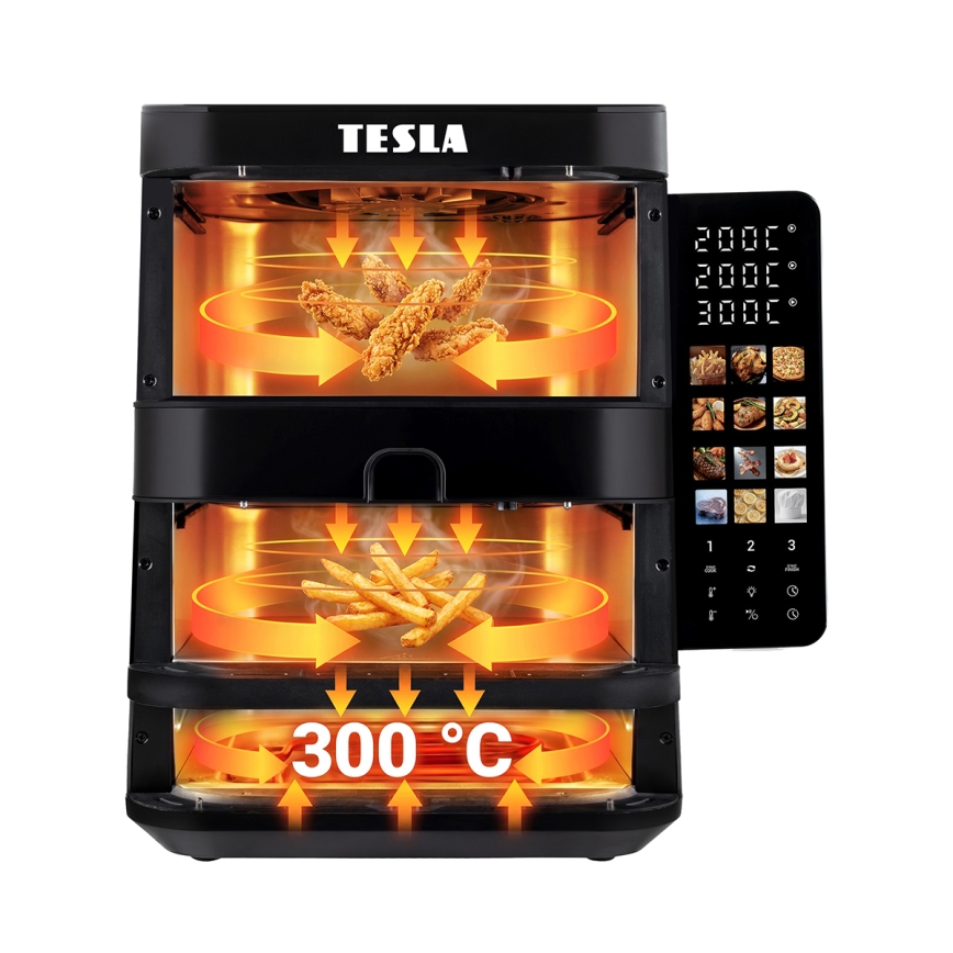 TESLA Electronics AirCook - Friteza na vrući zrak s trima zonama 14,5 l 2800W/230V crna