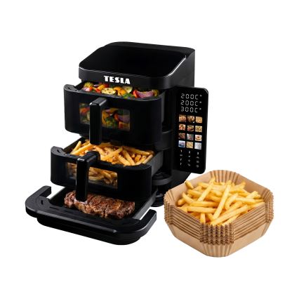 TESLA Electronics AirCook - Friteza na vrući zrak s trima zonama 14,5 l 2800W/230V crna