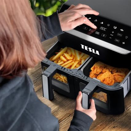 TESLA Electronics AirCook - Multifunkcionalna dvostruka digitalna friteza s toplim zrakom 9 l 2400W/230V