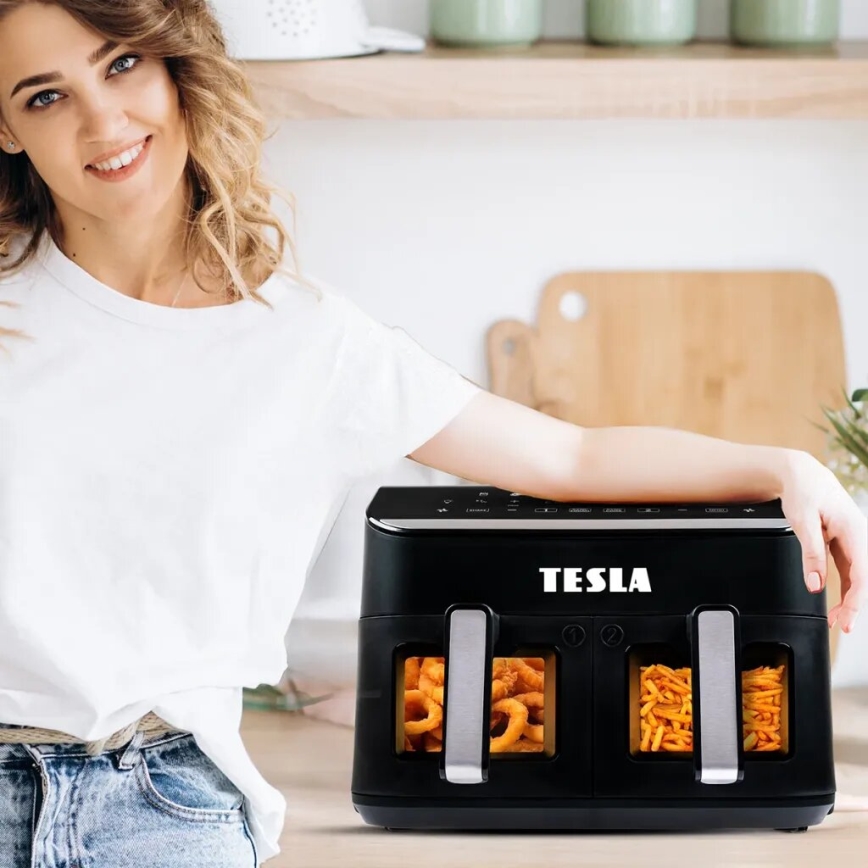 TESLA Electronics AirCook - Multifunkcionalna dvostruka digitalna friteza s toplim zrakom 9 l 2400W/230V