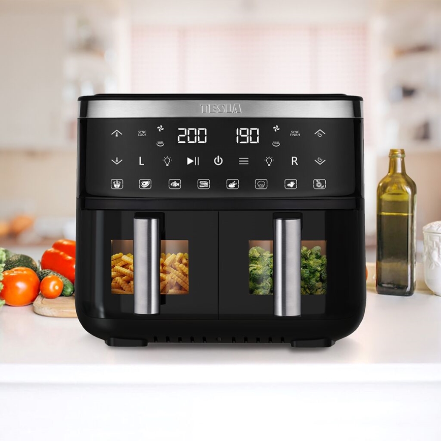 TESLA Electronics AirCook - Višenamjenska dvostruka digitalna friteza na vrući zrak 7,6 l 2850W/230V