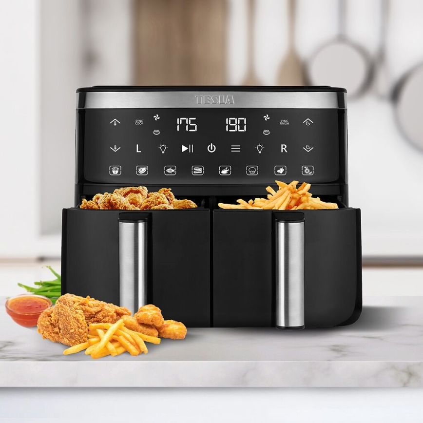 TESLA Electronics AirCook - Višenamjenska dvostruka digitalna friteza na vrući zrak 7,6 l 2850W/230V