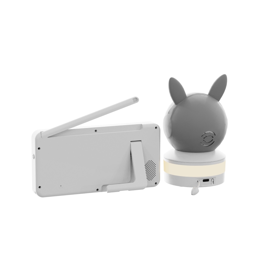 TESLA Electronics Bambino - Pametni video bebi monitor s ekranom 4 MP 2560p 5V 5000 mAh Wi-Fi Tuya siva/bijela