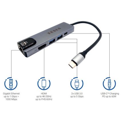 TESLA Electronics - Multifunkcionalni USB hub 5u1