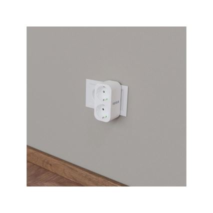 TESLA Smart - Pametna razdjelna utičnica 2x16A/230V Tip F Wi-Fi Tuya