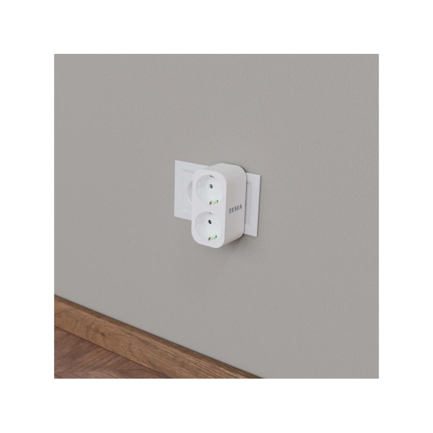 TESLA Smart - Pametna razdjelna utičnica 2x16A/230V Tip F Wi-Fi Tuya