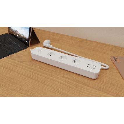TESLA Smart - Pametni produžni kabel s prekidačem 1,8 m 3Z + 4xUSB Wi-Fi Tuya