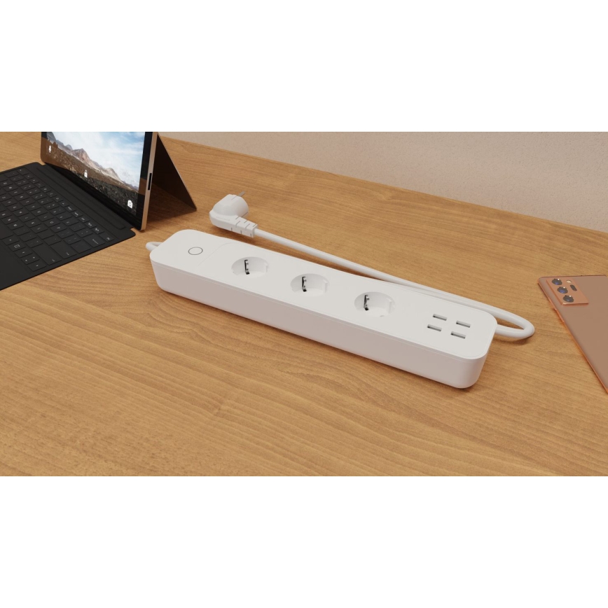 TESLA Smart - Pametni produžni kabel s prekidačem 1,8 m 3Z + 4xUSB Wi-Fi Tuya