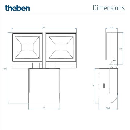 theben - LED zidni reflektor 2xLED/10W/230V bijeli IP55