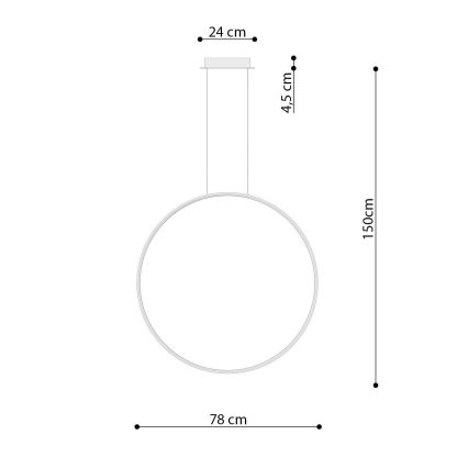 Thoro TH.175 - LED Luster na sajli RIO LED/50W/230V CRI90 3000K pr. 78 cm zlatna