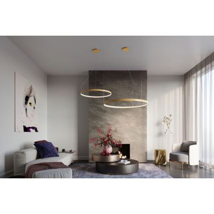 Thoro TH.217 - LED Luster na sajli RIO LED/30W/230V CRI 95 4000K pr. 55 cm zlatna