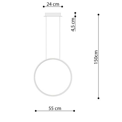 Thoro TH.221 - LED Luster na sajli RIO LED/30W/230V CRI95 4000K pr. 55 cm zlatna