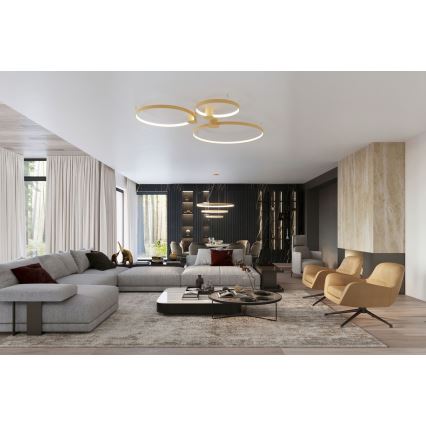 Thoro TH.224 - LED Stropna svjetiljka RIO LED/50W/230V CRI 90 3000K pr. 78 cm zlatna