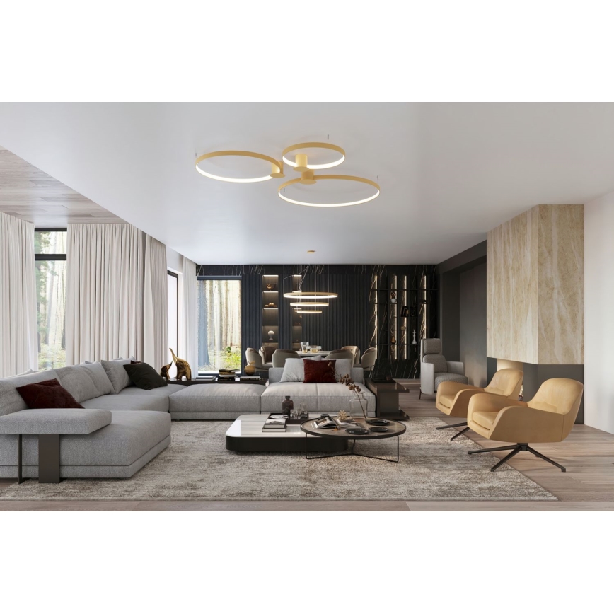 Thoro TH.224 - LED Stropna svjetiljka RIO LED/50W/230V CRI 90 3000K pr. 78 cm zlatna