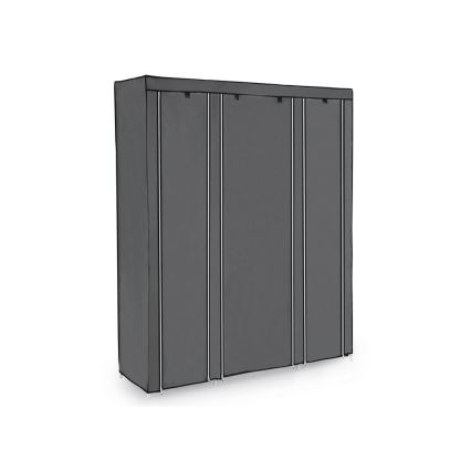 Tkaninski ormar MATIS 150x175 cm, sivi, s policama i garderobnom šipkom