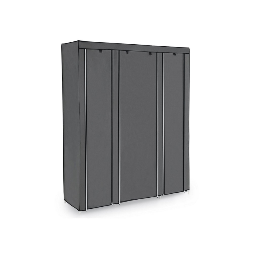 Tkaninski ormar MATIS 150x175 cm, sivi, s policama i garderobnom šipkom