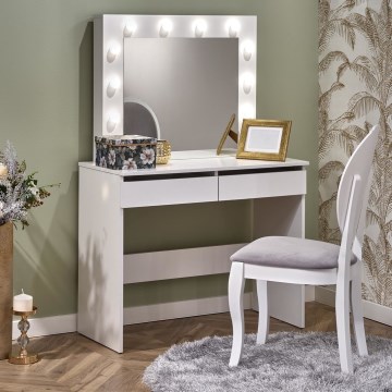 Toaletni stol s LED osvjetljenjem HOLLYWOOD 140x94 cm bijela