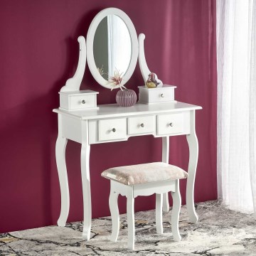 Toaletni stol SARA 80x130 cm + tabure 45x37 cm bijela