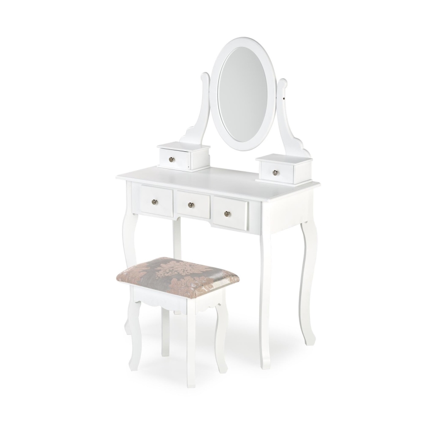 Toaletni stol SARA 80x130 cm + tabure 45x37 cm bijela