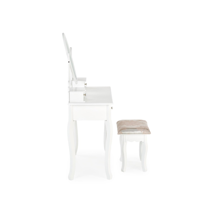 Toaletni stol SARA 80x130 cm + tabure 45x37 cm bijela