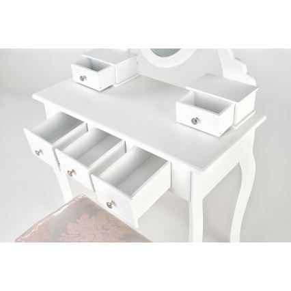 Toaletni stol SARA 80x130 cm + tabure 45x37 cm bijela