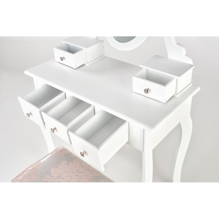 Toaletni stol SARA 80x130 cm + tabure 45x37 cm bijela