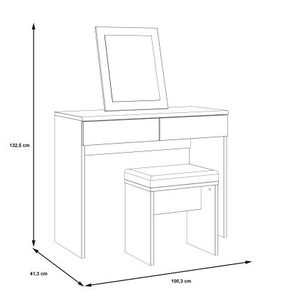 Toaletni stolić ERO + tabure, smeđa/crna