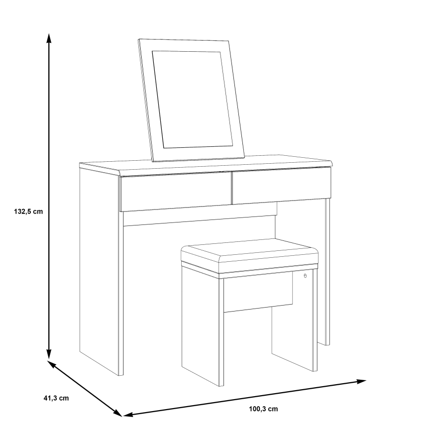 Toaletni stolić ERO + tabure, smeđa/crna