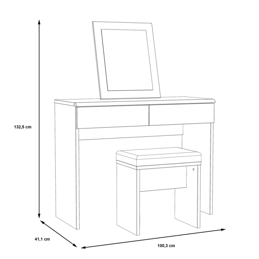 Toaletni stolić JUNO + tabure 45x29,6 cm smeđa/crna
