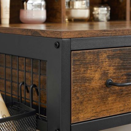 Toaletni stolić s tabureom 28,6x42 cm FLORA smeđa/crna