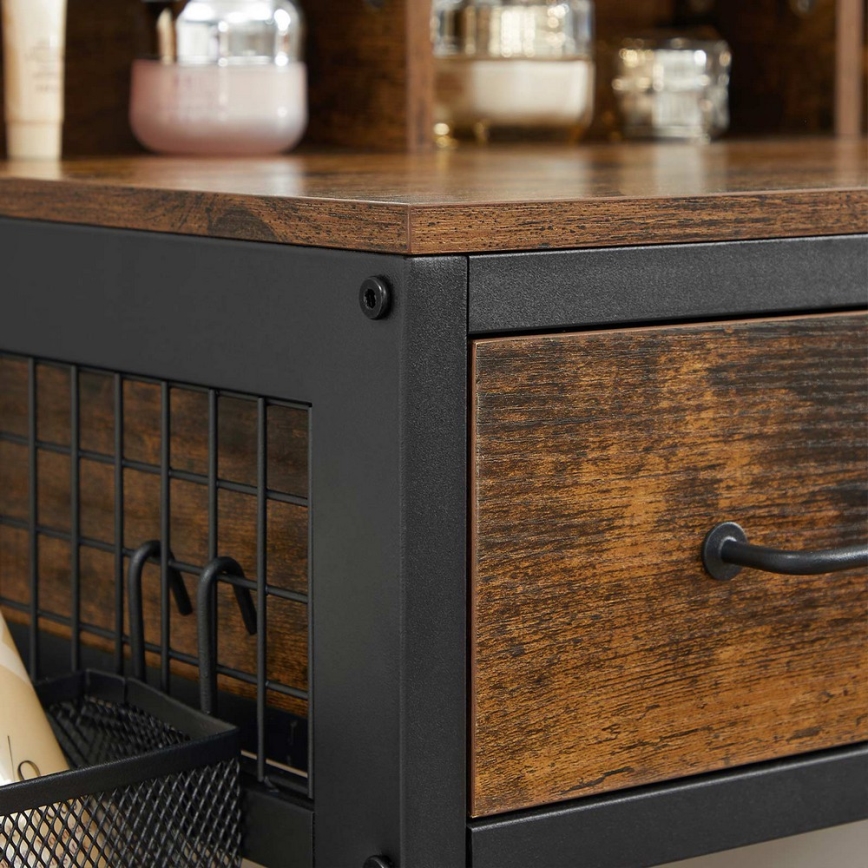 Toaletni stolić s tabureom 28,6x42 cm FLORA smeđa/crna