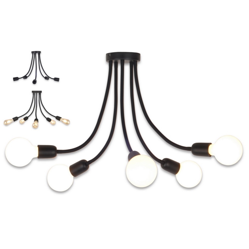 Top Light Galileo 5 C - Viseći luster 5xE27/40W/230V crna