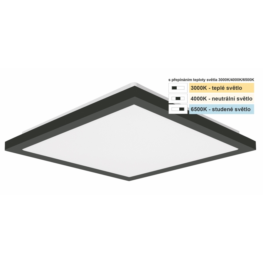 Top Light - LED Stropna svjetiljka za kupaonicu ONYX LED/10W/230V IP44 3000/4000/6500K 28x28 cm crna