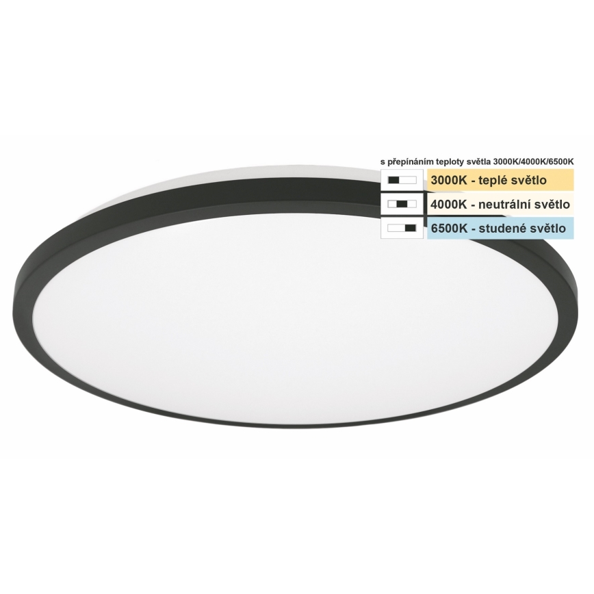 Top Light - LED Stropna svjetiljka za kupaonicu ONYX LED/10W/230V IP44 3000/4000/6500K pr. 29 cm crna