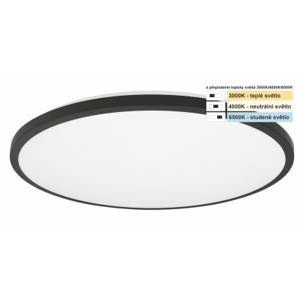 Top Light - LED Stropna svjetiljka za kupaonicu ONYX LED/18W/230V IP44 3000/4000/6500K pr. 34 cm crna