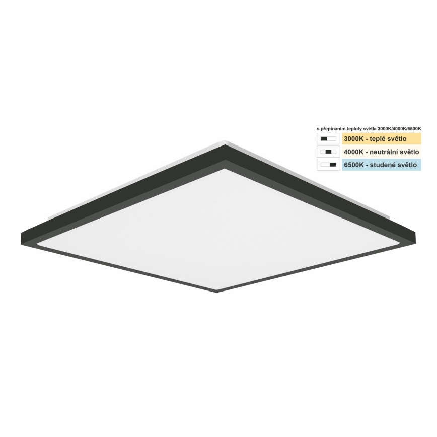Top Light - LED Stropna svjetiljka za kupaonicu ONYX LED/24W/230V IP44 3000/4000/6500K 38x38 cm crna
