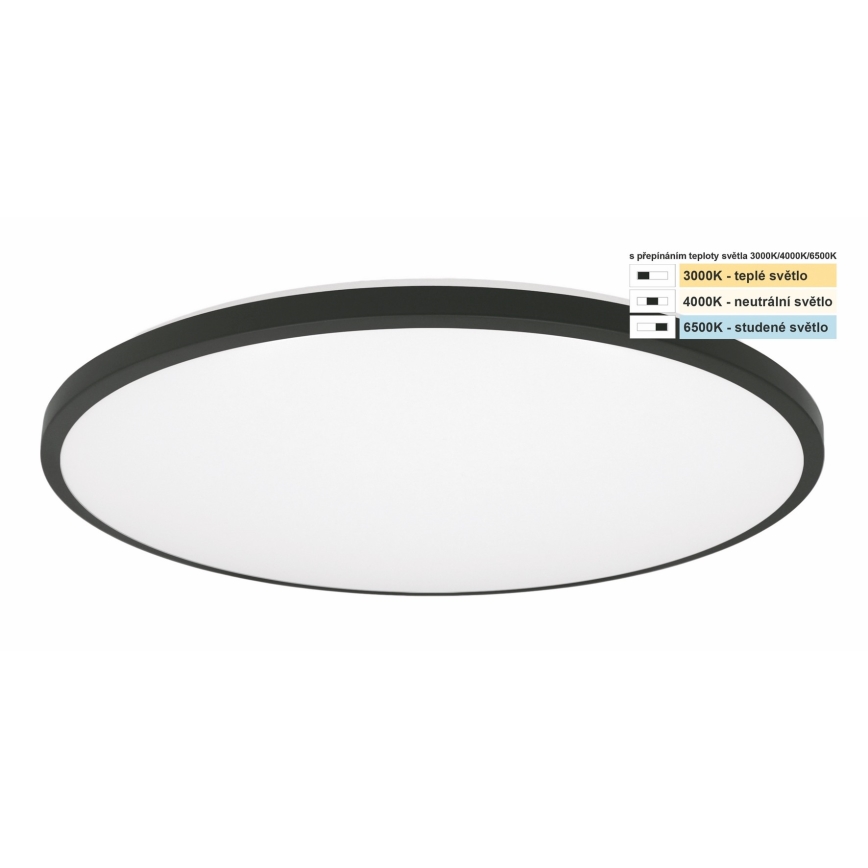 Top Light - LED Stropna svjetiljka za kupaonicu ONYX LED/24W/230V IP44 3000/4000/6500K pr. 39 cm crna