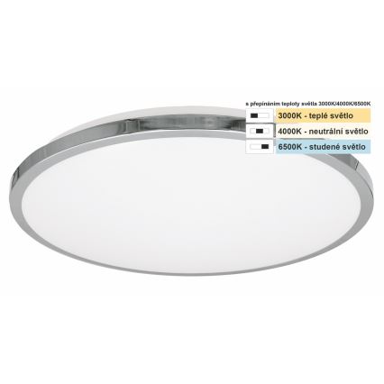Top Light - LED Stropna svjetiljka za kupaonicu SILVER LED/10W/230V IP44 3000/4000/6500K pr. 29 cm sjajni krom
