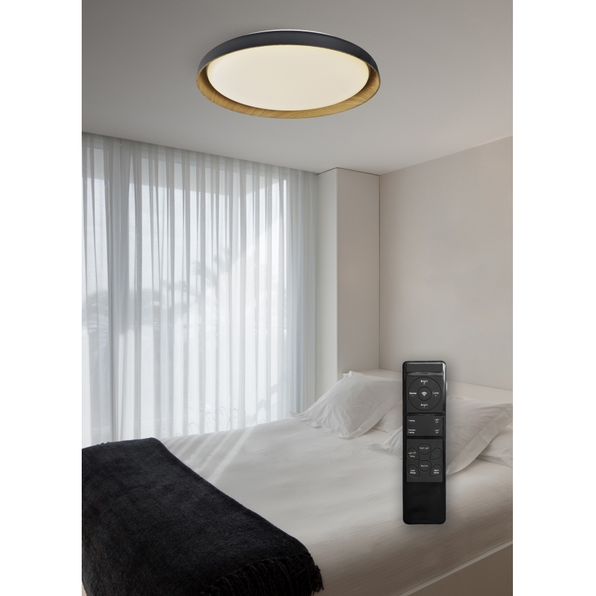Top Light - LED Prigušiva stropna svjetiljka SATELLITE LED/48W/230V 3000-6500K pr. 53 cm crna/smeđa + daljinski upravljač