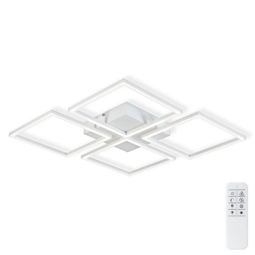 Top Light - LED Prigušivi nadgradni luster RIVIERA 4xLED/16,25W/230V uglast bijela + daljinski upravljač