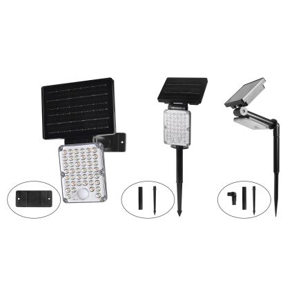 Top Light - LED solarna svjetiljka sa senzorom 3u1 ZENITH LED/10W/3,7V 3000/4000/6500K IP54 2400 mAh