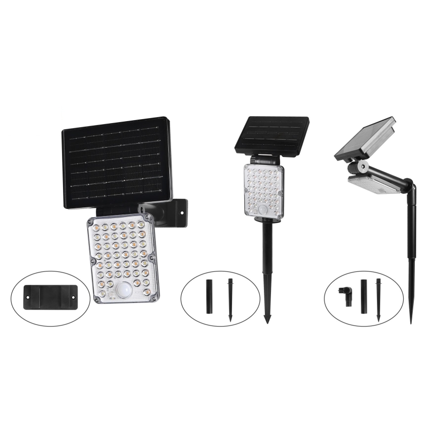 Top Light - LED solarna svjetiljka sa senzorom 3u1 ZENITH LED/10W/3,7V 3000/4000/6500K IP54 2400 mAh