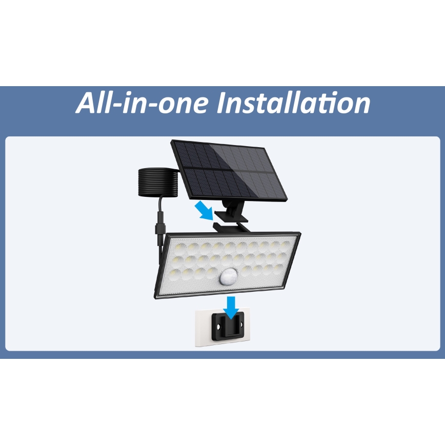Top Light - LED Solarni zidni reflektor sa senzorom HELEON VARIO LED/8W/3,7V IP65 4000K 2200 mAh + daljinski upravljač
