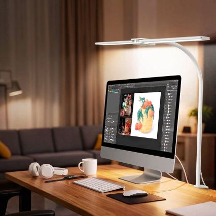 Top Light - LED Podesiva stolna lampa s klipom LYRA LED/18W/230V 3000-6500K bijela