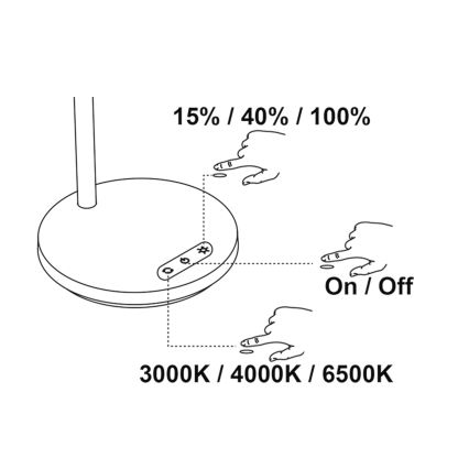 Top Light - Stolna LED lampa s dodirom i prigušivanjem BELLA LED/4,8W/5V 3000/4000/6500K crna