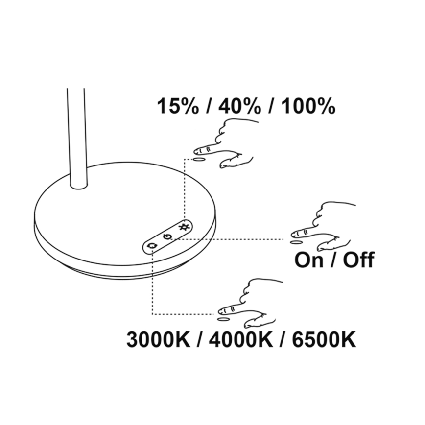 Top Light - Stolna LED lampa s dodirom i prigušivanjem BELLA LED/4,8W/5V 3000/4000/6500K crna