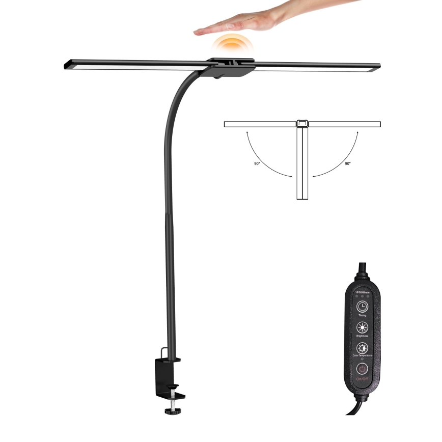 Top Light - LED stolna lampa s mogućnošću prigušivanja i kopčom LYRA LED/18W/230V 3000-6500K crna