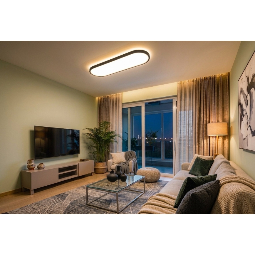 Top Light - LED prigušivo stropno nadgradno/viseće svjetilo OVAL LED/36W/230V 3000-6500K crna + daljinski upravljač