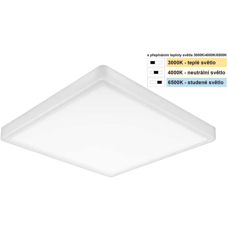 Top Light - LED Stropna svjetiljka REVIT LED/24W/230V 3000/4000/6500K 30x30 cm bijela