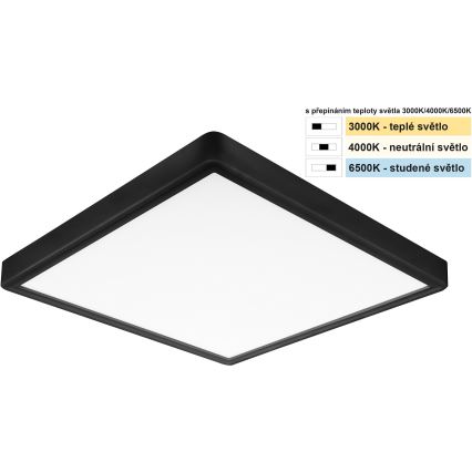 Top Light - LED stropna svjetiljka REVIT LED/24W/230V 3000/4000/6500K 30x30 cm crna